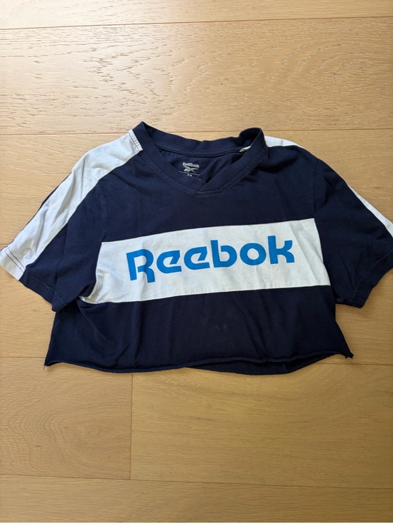 Reebok Tops - Reebok Navy, White & Blue Logo Cropped Tee